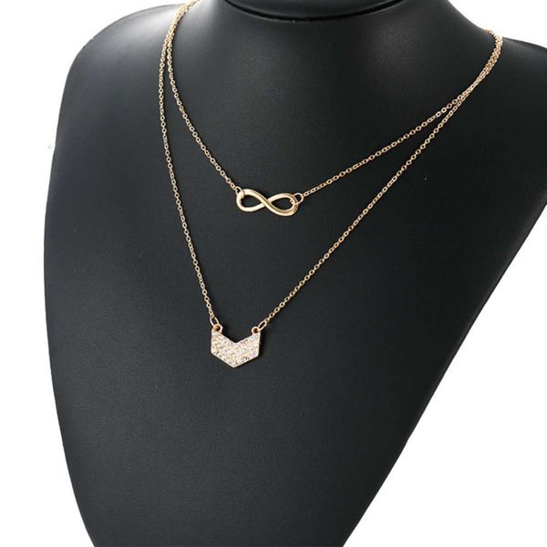 with creative diamond necklaces and necklaces 8-word v-shaped pendant women's multi-layer necklace, Silver
with creative diamond necklaces and necklaces 8-word v-shaped pendant women's multi-layer necklace, Silver