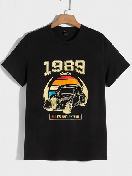 men slogan & car print tee y7ps#, White;black
men slogan & car print tee y7ps#, White;black