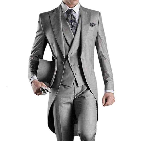 men's suits & blazers gray wedding men tail coat 3 piece groom tuxedo for formal prom male fashion set jacket with pants vest 3en0, White;black
men's suits & blazers gray wedding men tail coat 3 piece groom tuxedo for formal prom male fashion set jacket with pants vest 3en0, White;black
