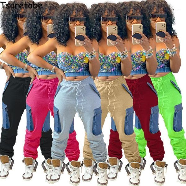 tsuretobe denim patchwork sweatpants women pockets cargo pants women streetwear joggers multicolor casual high waist pants1, Black;white
tsuretobe denim patchwork sweatpants women pockets cargo pants women streetwear joggers multicolor casual high waist pants1, Black;white