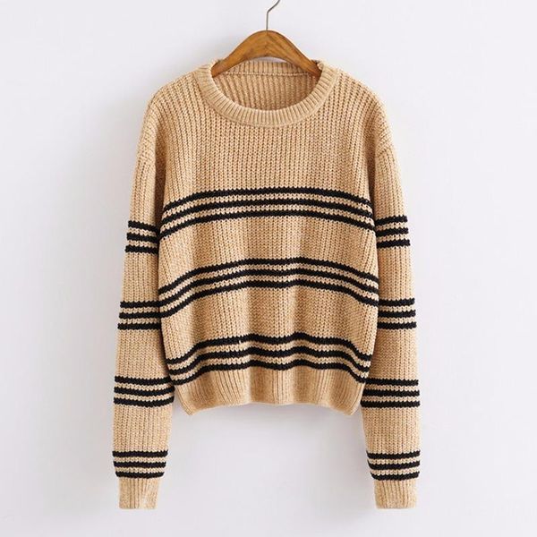 women's autumn and winter fashion new european and american style round neck pullover striped long sleeve sweater sweater1, White;black
women's autumn and winter fashion new european and american style round neck pullover striped long sleeve sweater sweater1, White;black