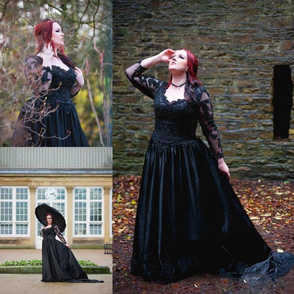 2021 black gothic wedding dresses plus size long sleeves luxury beaded crystals bateau neckline chiffon sweep train wedding bridal gown, White
2021 black gothic wedding dresses plus size long sleeves luxury beaded crystals bateau neckline chiffon sweep train wedding bridal gown, White