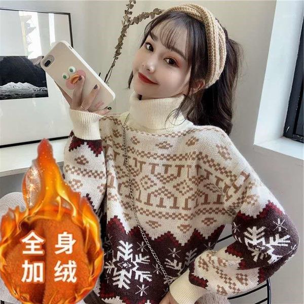 autumn and winter new plush and thickened high collar sweater for women1, White;black
autumn and winter new plush and thickened high collar sweater for women1, White;black