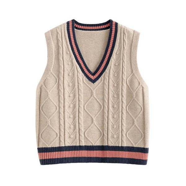 2021 new granular jacquard knitted vest autumn winter women's sleeveless sweater v-neck vest korean shoulder, White;black
2021 new granular jacquard knitted vest autumn winter women's sleeveless sweater v-neck vest korean shoulder, White;black