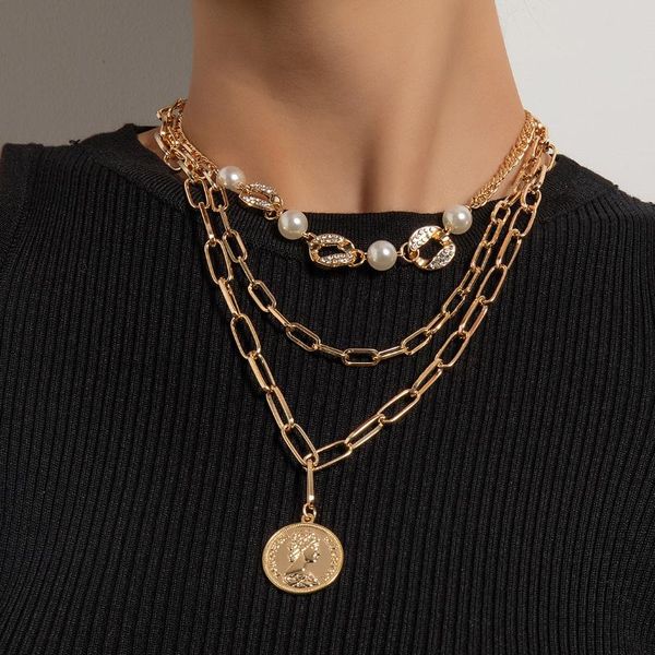 punk coin chain necklace for women gold color pearl bead choker gothic rhinestone twisted chains pendant necklaces jewelry party, Silver
punk coin chain necklace for women gold color pearl bead choker gothic rhinestone twisted chains pendant necklaces jewelry party, Silver