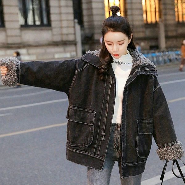 korean curling black jean female coat thick winter pocket denim parkas streetwear loose cotton cowboy clothes, Blue
korean curling black jean female coat thick winter pocket denim parkas streetwear loose cotton cowboy clothes, Blue