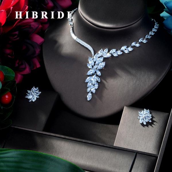 hibride clear brilliant crystal zircon earrings and necklace bridal jewelry set wedding dress accessaries n-165, Silver 
hibride clear brilliant crystal zircon earrings and necklace bridal jewelry set wedding dress accessaries n-165, Silver