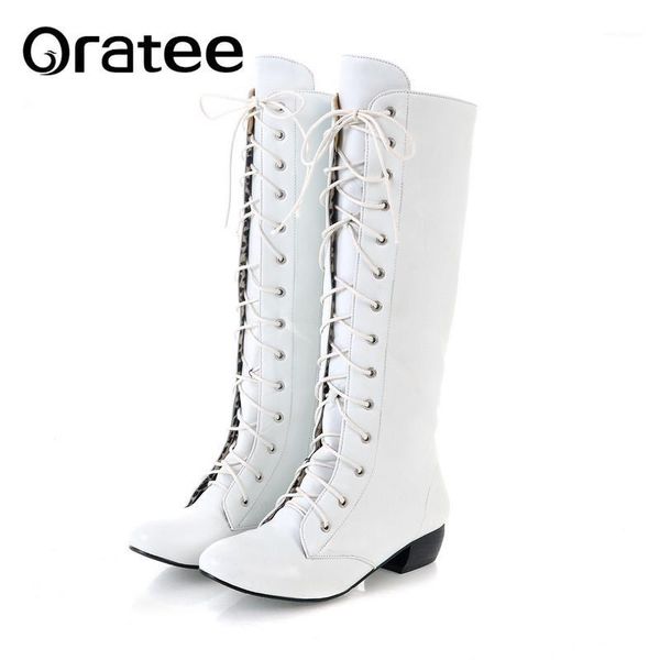 large size 43 lace up knee high boots women autumn soft leather fashion white square heel woma1, Black
large size 43 lace up knee high boots women autumn soft leather fashion white square heel woma1, Black
