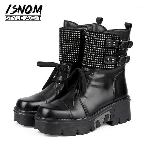 boots isnom ankle genuine leather shoes woman street style wedges booties platform square toe metal motorcycle boot lace1, Black
boots isnom ankle genuine leather shoes woman street style wedges booties platform square toe metal motorcycle boot lace1, Black