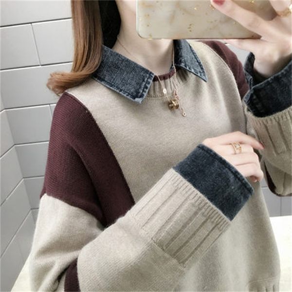 autumn 2020 two piece t-shirt women color matching loose lazy sweater versatile wear women's shirt, White;black
autumn 2020 two piece t-shirt women color matching loose lazy sweater versatile wear women's shirt, White;black
