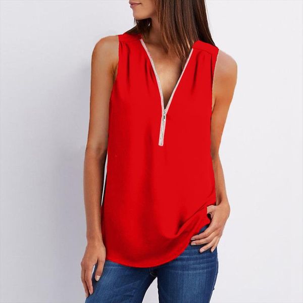 v neck zipper shirt fashion sleeveless chiffon blouse summer women casual loose tees tank ladies vest plus size s 3xl, White
v neck zipper shirt fashion sleeveless chiffon blouse summer women casual loose tees tank ladies vest plus size s 3xl, White