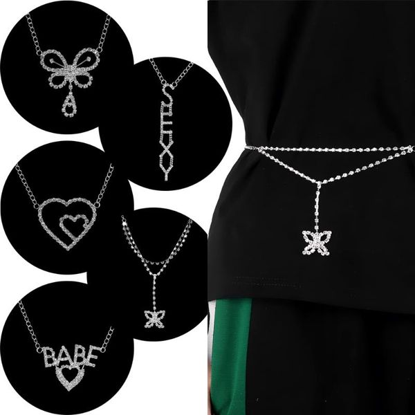 1 pc women waist chain rhinestone heart to heart body chain belt for lady female party beach, Black;brown
1 pc women waist chain rhinestone heart to heart body chain belt for lady female party beach, Black;brown