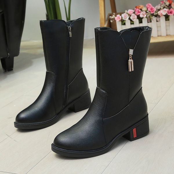 fashion crystal zipper square heels women's black leather plutonium mid-calf boots woman platform shoes dwaterproof water
fashion crystal zipper square heels women's black leather plutonium mid-calf boots woman platform shoes dwaterproof water