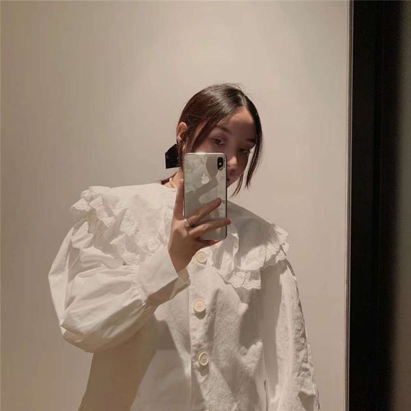 lace stitching for women's early autumn 2020 sweet age reduction, versatile, slim and personalized double layer big collar shirt, White
lace stitching for women's early autumn 2020 sweet age reduction, versatile, slim and personalized double layer big collar shirt, White
