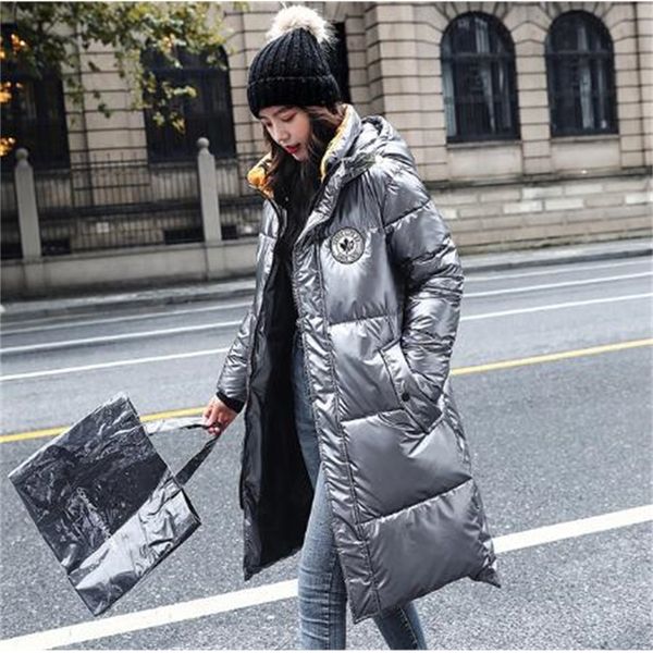 2021 new long epaulet with hoodie winter jacket silver parka champagne shiny lady from the female office 0dzk, Black 
2021 new long epaulet with hoodie winter jacket silver parka champagne shiny lady from the female office 0dzk, Black