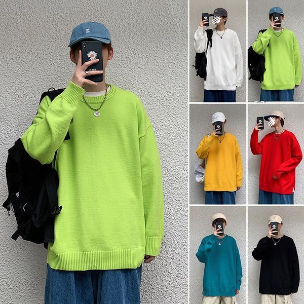 men's sweater autumn and winter loose solid color round neck hong kong style young kg-629, White;black
men's sweater autumn and winter loose solid color round neck hong kong style young kg-629, White;black