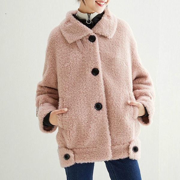 women's fur & faux 2021 winter women fashion real wool coats female thick warm causal loose turn down collar elegant jackets t15, Black
women's fur & faux 2021 winter women fashion real wool coats female thick warm causal loose turn down collar elegant jackets t15, Black