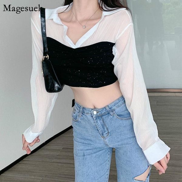new korean v neck short ladies mujer patchwork casual white women blouses long sleeve shirts for women blusas 12386
new korean v neck short ladies mujer patchwork casual white women blouses long sleeve shirts for women blusas 12386