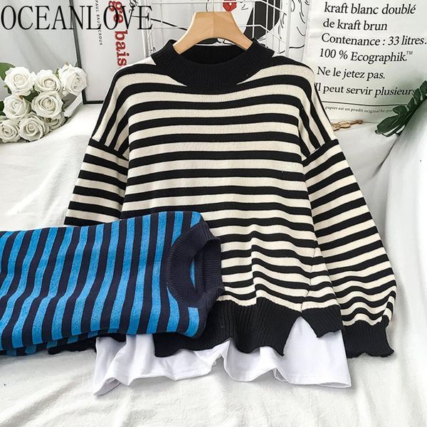 oceanlove striped japan style women sweaters patchwork vintage autumn winter pullovers 2020 fake 2 pcs pull femme hiver 189691, White;black
oceanlove striped japan style women sweaters patchwork vintage autumn winter pullovers 2020 fake 2 pcs pull femme hiver 189691, White;black