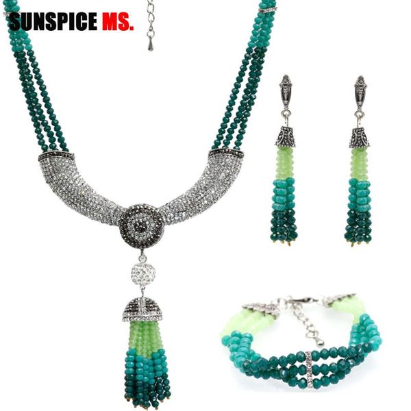 sunspice-ms dubai african bead jewelry sets for women drop earrings full crystal necklace handmade stone bracelet wedding bijoux, Silver
sunspice-ms dubai african bead jewelry sets for women drop earrings full crystal necklace handmade stone bracelet wedding bijoux, Silver