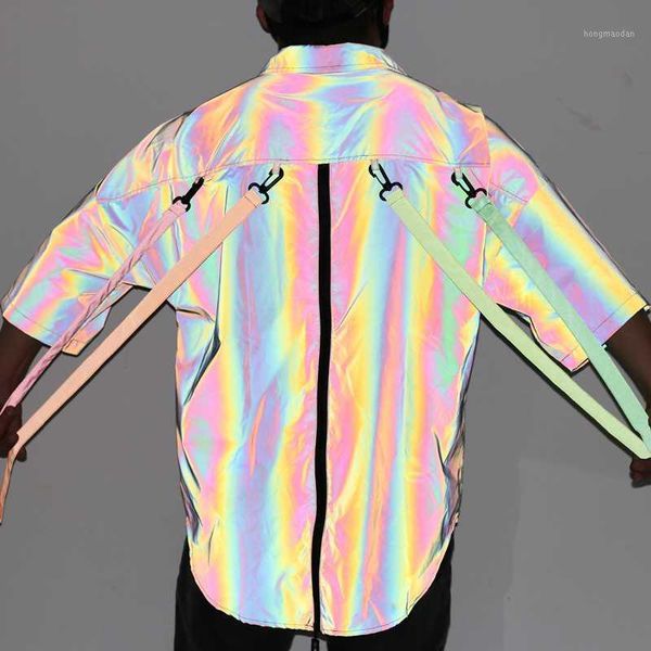 drop shipping colorful reflective men shirt night reflect light hip hop punk long shirts short sleeve ribbons oversized blouse1, White;black
drop shipping colorful reflective men shirt night reflect light hip hop punk long shirts short sleeve ribbons oversized blouse1, White;black
