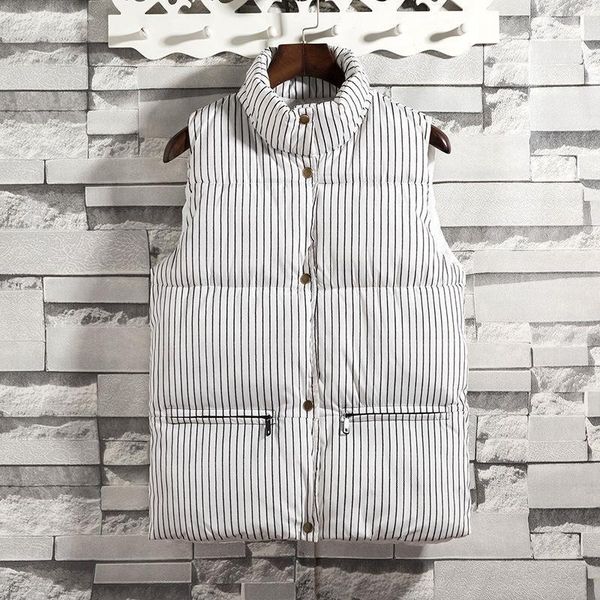 striped men's vest winter down korean style warm casual sleeveless jacket men oversized thick single breasted couple vests1, Black;white
striped men's vest winter down korean style warm casual sleeveless jacket men oversized thick single breasted couple vests1, Black;white