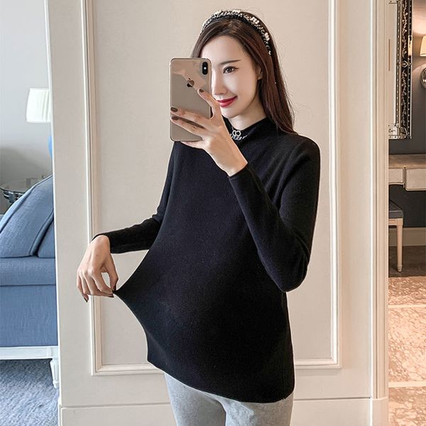 pregnant women's knitted stand collar short elastic slim fit with bottom coat, White
pregnant women's knitted stand collar short elastic slim fit with bottom coat, White
