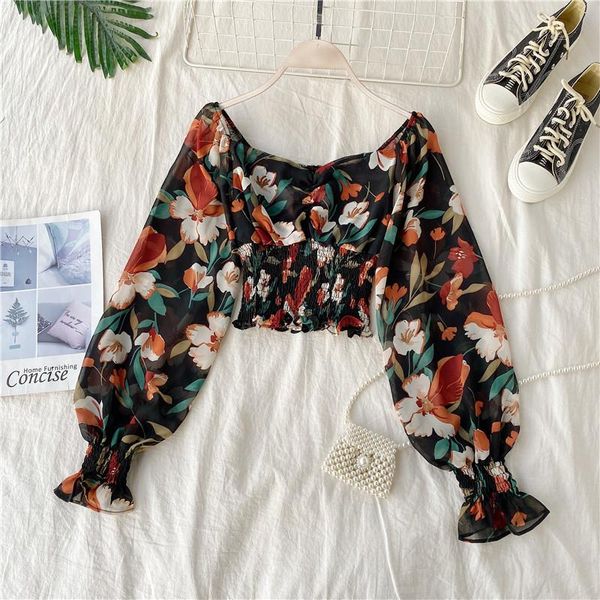 new women girl shirts autumn summer vintage printed floral blouse shirt lantern sleeve high waist blouses short, White
new women girl shirts autumn summer vintage printed floral blouse shirt lantern sleeve high waist blouses short, White