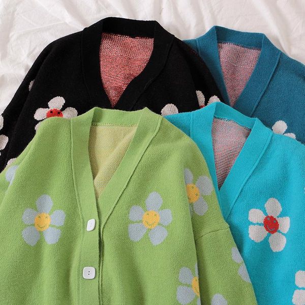 women's knits & tees witner cardigan for women short knitted sweater female loose v neck flower cropped ladies jumper mujer, White
women's knits & tees witner cardigan for women short knitted sweater female loose v neck flower cropped ladies jumper mujer, White