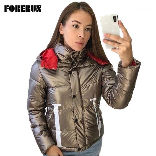 forerun winter coat women glossy short slim hodded jackets letter print thick cotton padded wind-proof bubble parkas mujer 20191, Black
forerun winter coat women glossy short slim hodded jackets letter print thick cotton padded wind-proof bubble parkas mujer 20191, Black