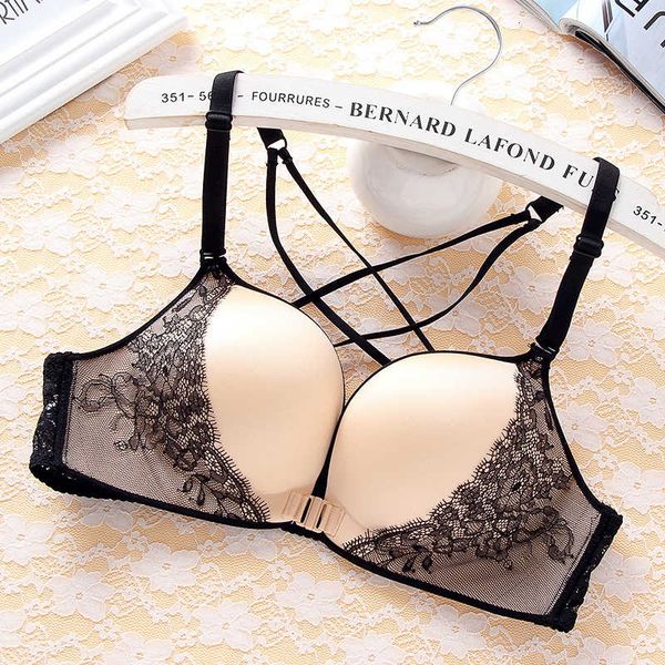 new cross strap front buckle back bra high end style lace gathered rimless underwear, Red;black
new cross strap front buckle back bra high end style lace gathered rimless underwear, Red;black