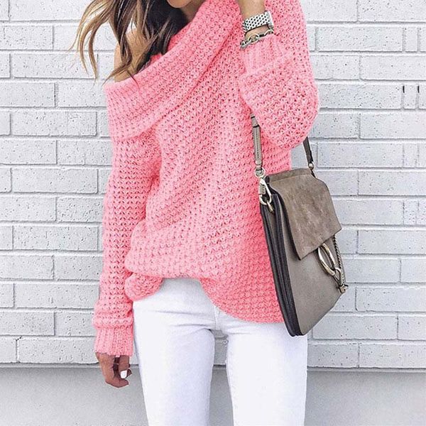 women's sweaters autumn off shoulder sweater women pullover warm winter knitted ladies long sleeve loose female, White;black
women's sweaters autumn off shoulder sweater women pullover warm winter knitted ladies long sleeve loose female, White;black