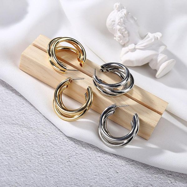 vintage gold color tube thick hoop earrings for women round c circle loop earrings femme punk chunky brincos, Golden;silver
vintage gold color tube thick hoop earrings for women round c circle loop earrings femme punk chunky brincos, Golden;silver