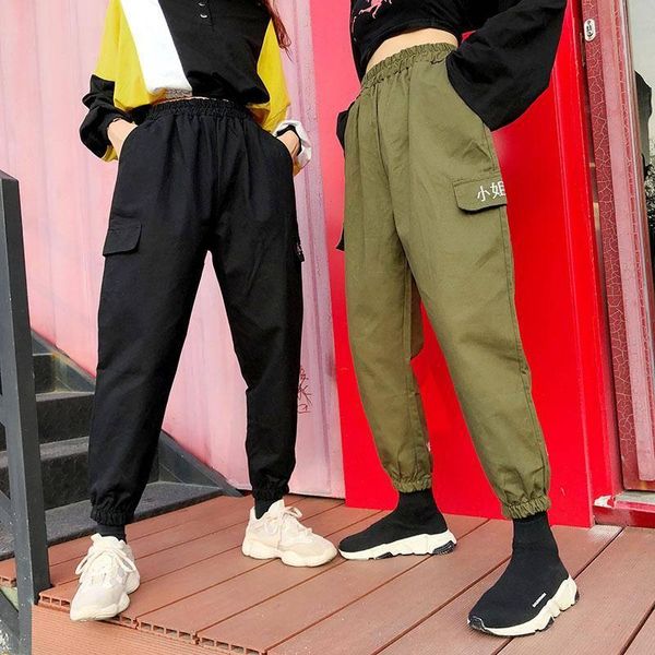 pants women cargo high elastic waist bf harajuku womens casual printed big pockets all-match streetwear females daily new, Black;white
pants women cargo high elastic waist bf harajuku womens casual printed big pockets all-match streetwear females daily new, Black;white