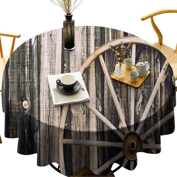 round tablecloth for kitchen dining tablewooden barn door and vintage rusty wheel rustic home farm
round tablecloth for kitchen dining tablewooden barn door and vintage rusty wheel rustic home farm