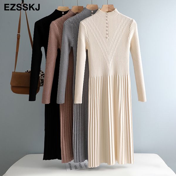 autumn winter knit midi long dress women casual high neck slim bodycon sweater dresses office lady thick a-line pleated dress 201127, Black;gray
autumn winter knit midi long dress women casual high neck slim bodycon sweater dresses office lady thick a-line pleated dress 201127, Black;gray