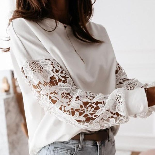 women's blouses & shirts 2021 woman white shirt elegant women hollow out lace patchwork chic fashion o neck female blouse d30
women's blouses & shirts 2021 woman white shirt elegant women hollow out lace patchwork chic fashion o neck female blouse d30