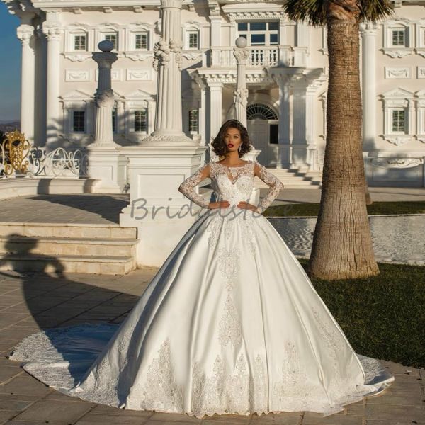 romantic ball gown lace wedding dresses 2021 vintage satin long sleeve church wedding gowns puffy country wedding dress o neck plus size, White
romantic ball gown lace wedding dresses 2021 vintage satin long sleeve church wedding gowns puffy country wedding dress o neck plus size, White