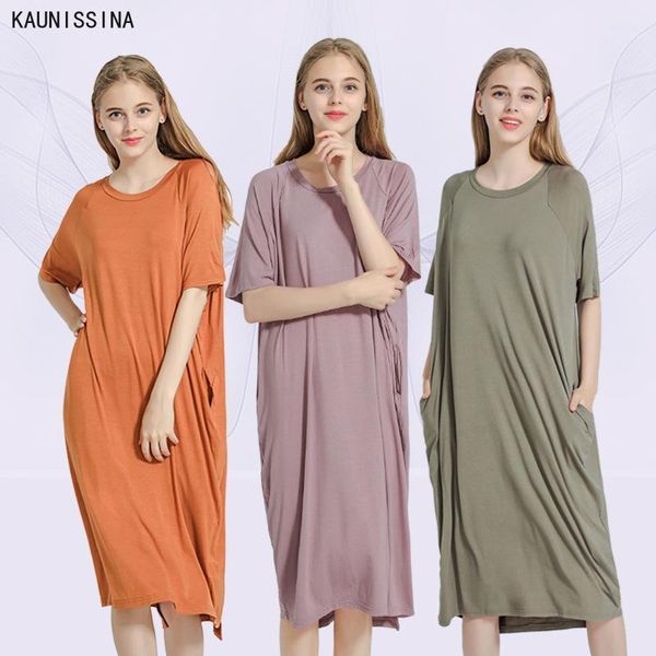 summer women sleepwear short sleeve modal sleep dress pocket plus size long loose nightgown female nightwear sleep dress1, Black;red
summer women sleepwear short sleeve modal sleep dress pocket plus size long loose nightgown female nightwear sleep dress1, Black;red