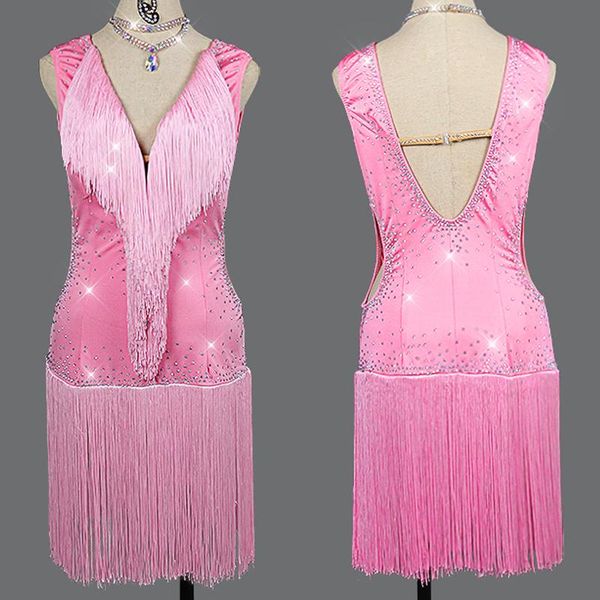 stage wear latin dance dress pink fringed skirt competition performance clothing female professional customize girls bl2810, Black;red
stage wear latin dance dress pink fringed skirt competition performance clothing female professional customize girls bl2810, Black;red