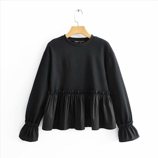 2020 spring womens new round neck long sleeve fashion loose black laminate decorative splice hoodie drop shipping
2020 spring womens new round neck long sleeve fashion loose black laminate decorative splice hoodie drop shipping