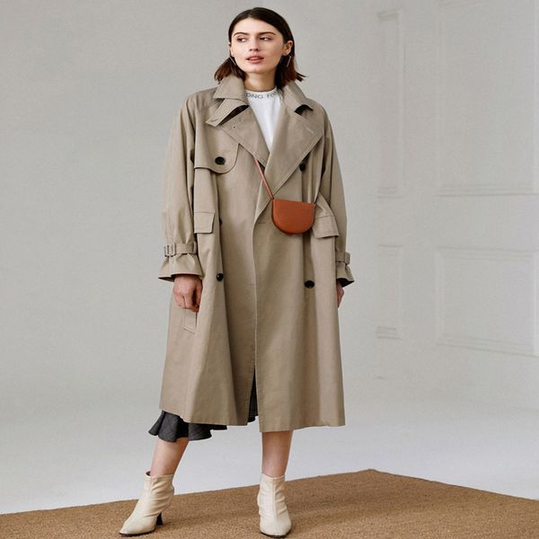 fall /autumn women casual double breasted simple classic long trench coat with belt chic female windbreaker 201110, Tan;black
fall /autumn women casual double breasted simple classic long trench coat with belt chic female windbreaker 201110, Tan;black