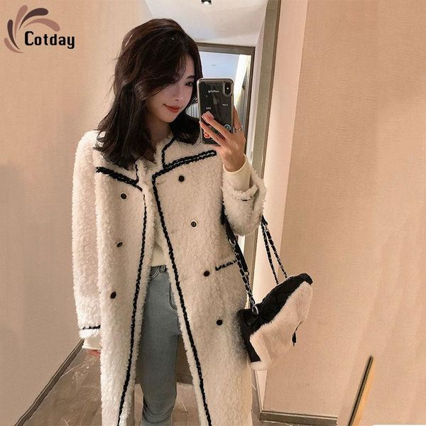 cotday o neck lamb fur women outerwear color contrast button temperament winter warm 2021 fashion good quality lady fur coat, Black
cotday o neck lamb fur women outerwear color contrast button temperament winter warm 2021 fashion good quality lady fur coat, Black