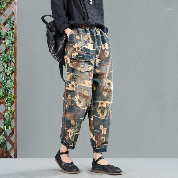 qpfjqd woman flowers pattern painted jeans harem elegant denim pants elastic waist ankle-length vintage lady printed trousers1, Blue
qpfjqd woman flowers pattern painted jeans harem elegant denim pants elastic waist ankle-length vintage lady printed trousers1, Blue