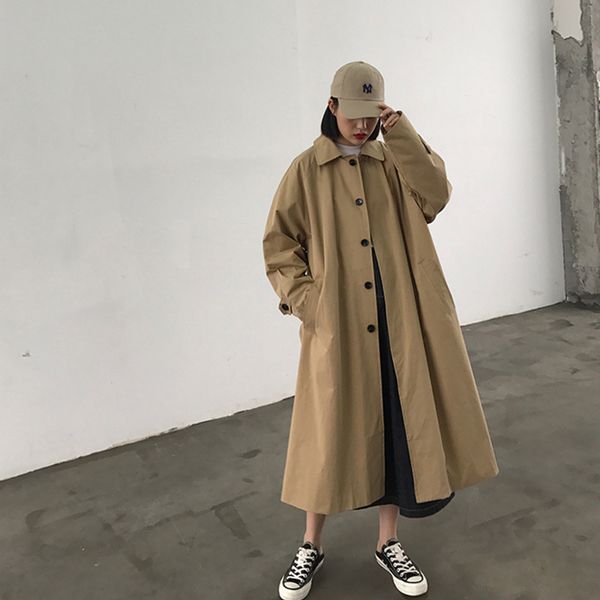 2021 new elegant female fashion black khaki trench coats autumn single breast chic british style loose long jacket rc4w, Black;brown
2021 new elegant female fashion black khaki trench coats autumn single breast chic british style loose long jacket rc4w, Black;brown