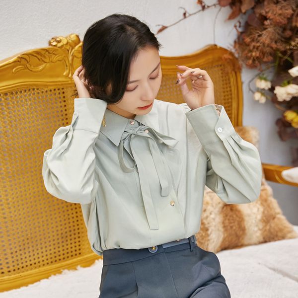 2021 new women long korean style elegant bow collar autumen fashion lady shirt zlcl, White
2021 new women long korean style elegant bow collar autumen fashion lady shirt zlcl, White