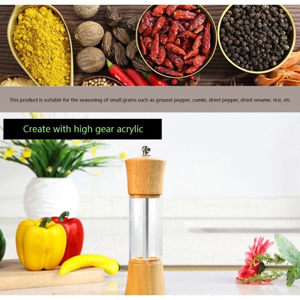 6 inches wood acrylic spice pepper mill adjustable ceramic seasoning grinder home kitchen cooking tool h wmtcfw
6 inches wood acrylic spice pepper mill adjustable ceramic seasoning grinder home kitchen cooking tool h wmtcfw