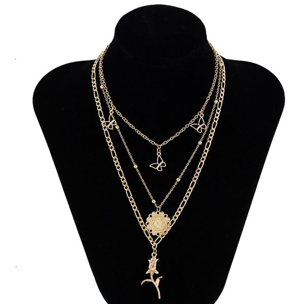 10pcs/lot multi layer hollow butterfly pendant necklaces fashion alloy gold beads clavicle chain women rose flower chokers jewelry, Silver
10pcs/lot multi layer hollow butterfly pendant necklaces fashion alloy gold beads clavicle chain women rose flower chokers jewelry, Silver