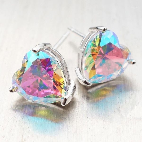 stud multicolor heart cut rainbow zircon earring laser holographic earrings for woman fashion jewelry gift1, Golden;silver
stud multicolor heart cut rainbow zircon earring laser holographic earrings for woman fashion jewelry gift1, Golden;silver