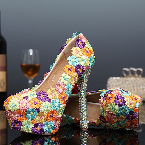 women wedding colored lace crystal nuptial flowers party at night high heels round toe woman bride shoes d6ea, Black
women wedding colored lace crystal nuptial flowers party at night high heels round toe woman bride shoes d6ea, Black
